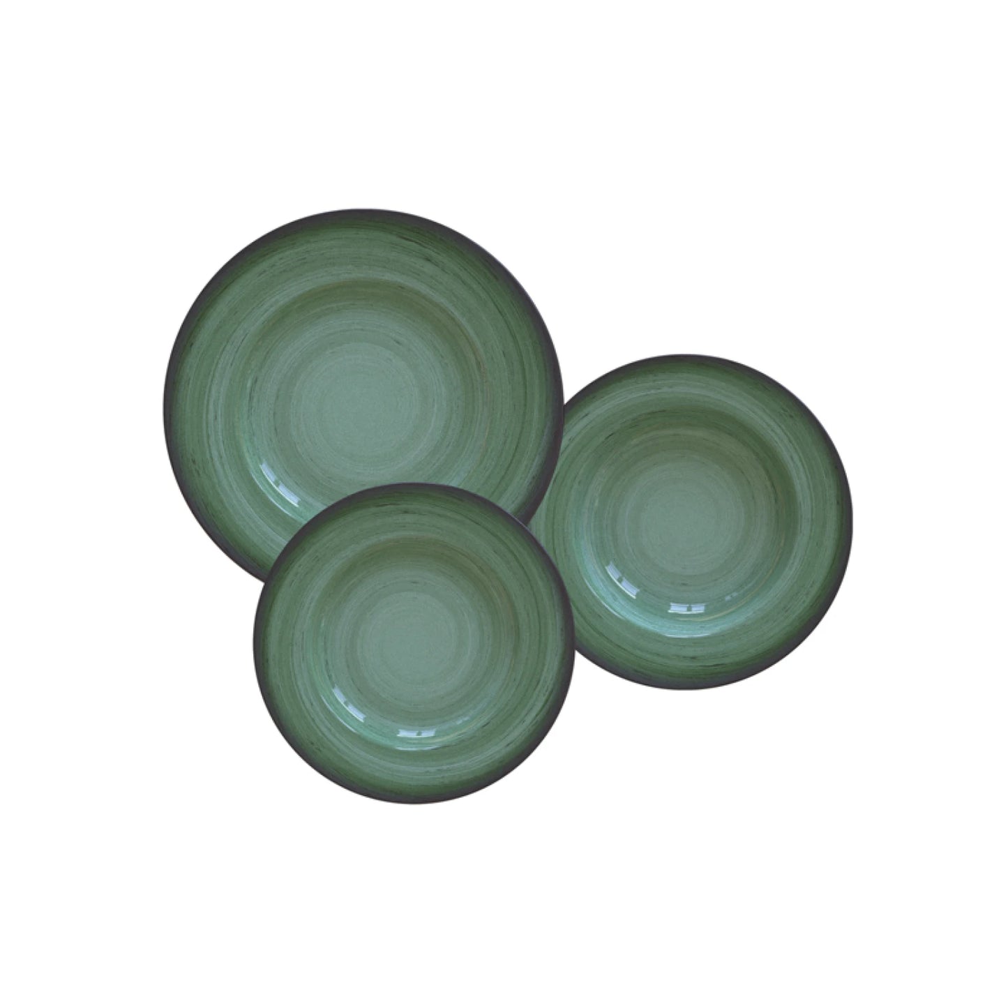 JUEGO PLATOS RUSTICO PORCELANA VERDE