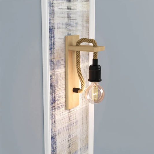 Aplique Pared Vintage Madera y Cuerda