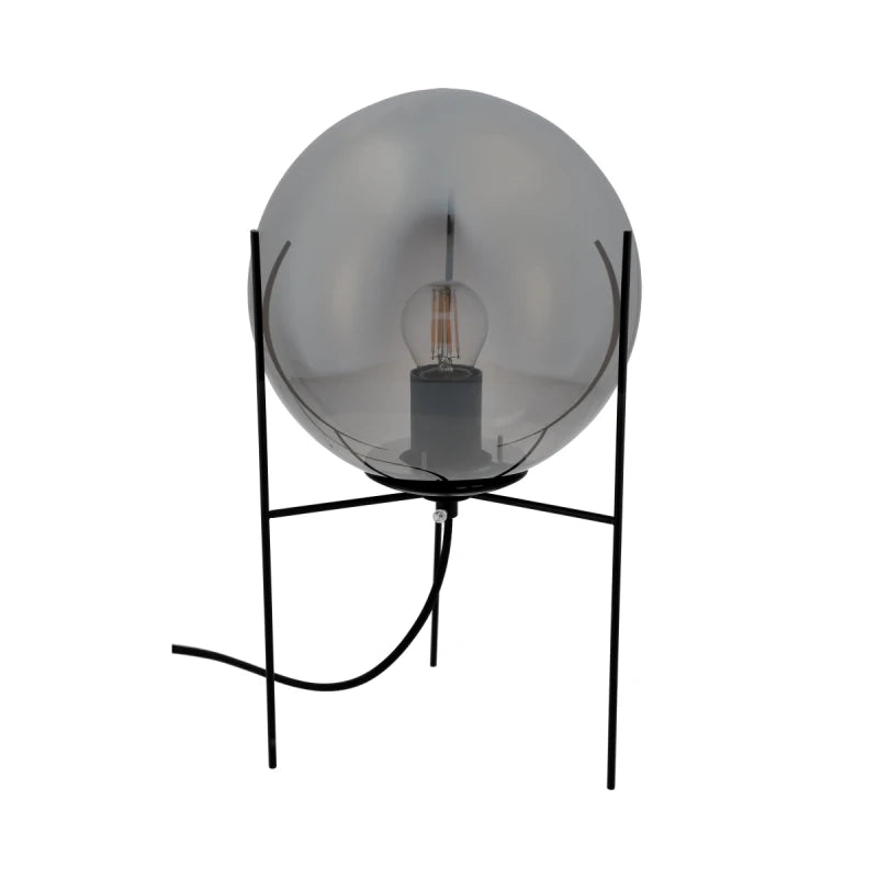 Lámpara de Mesa Pireo – Negro & Vidrio Ahumado