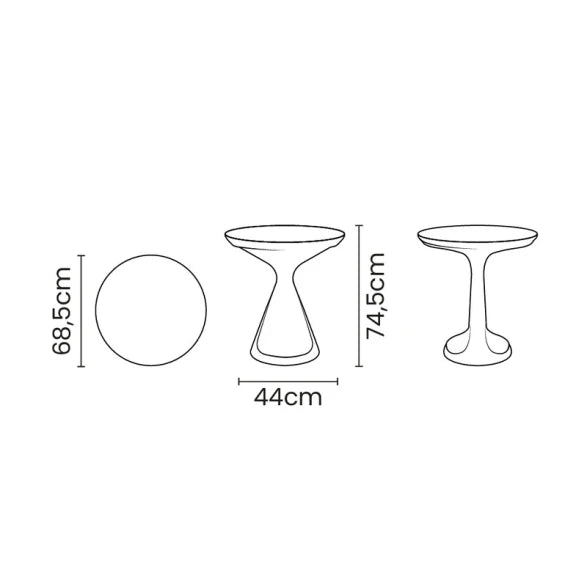 MESA REDONDA BLANCA CON PIE CONICO "SALUT"