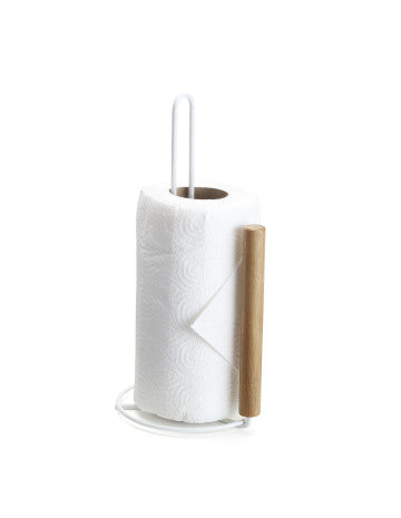 Porta rollo cocina blanco/madera 15x13x29cm