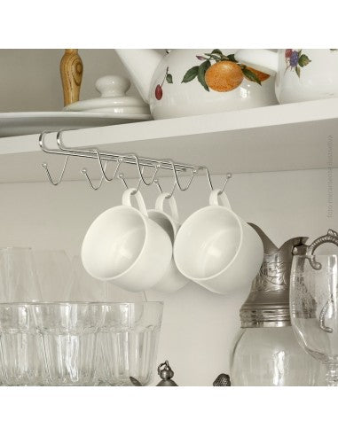 Porta tazas cromada colgar x8 27x11x6 cm