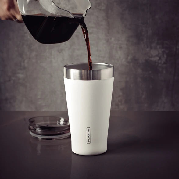 VASO TERMICO BLANCO CON TAPA 550ML. "EXATA"