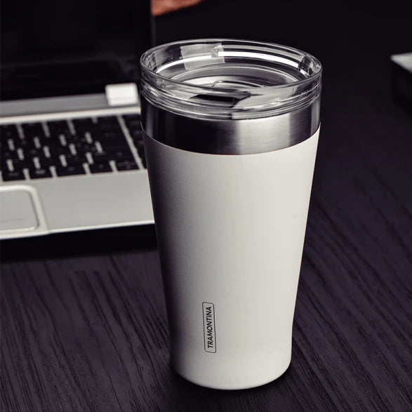 VASO TERMICO BLANCO CON TAPA 550ML. "EXATA"