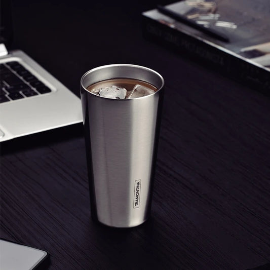 VASO TERMICO PLATEADO 420ML. "EXATA"