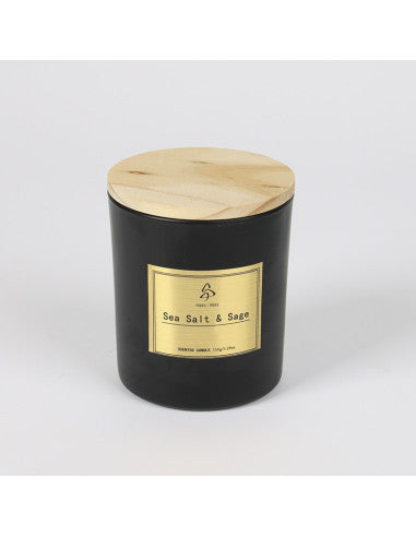 VELA EN FRASCO VIDRIO C/TAPA MADERA