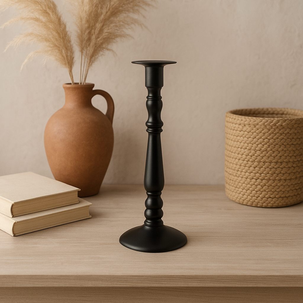 CANDELABRO METAL NEGRO 29 CMS