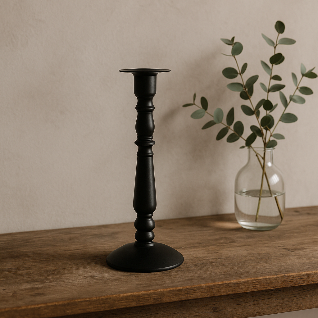 CANDELABRO METAL NEGRO 29 CMS