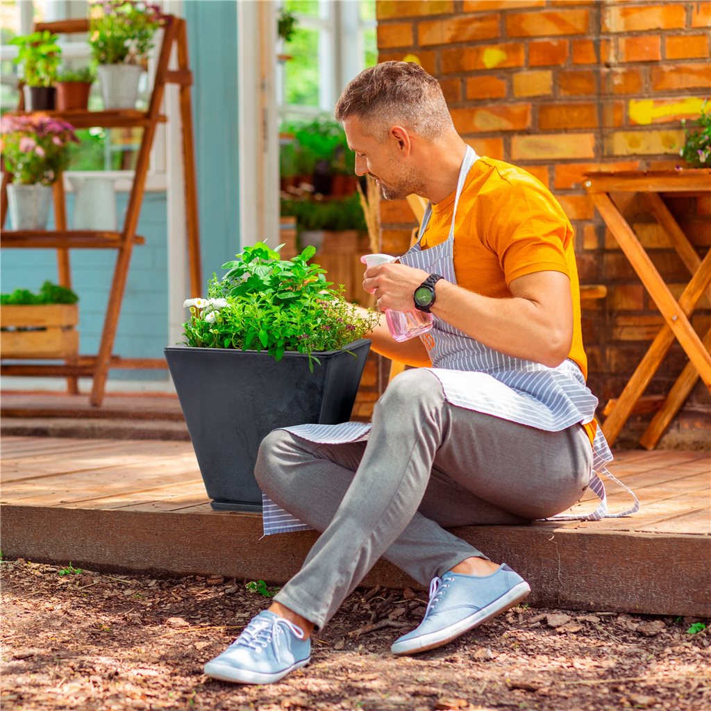 MACETA 29X34CM ZURIQUE GRAPHITO EFEC.PIEDRA GRIS O