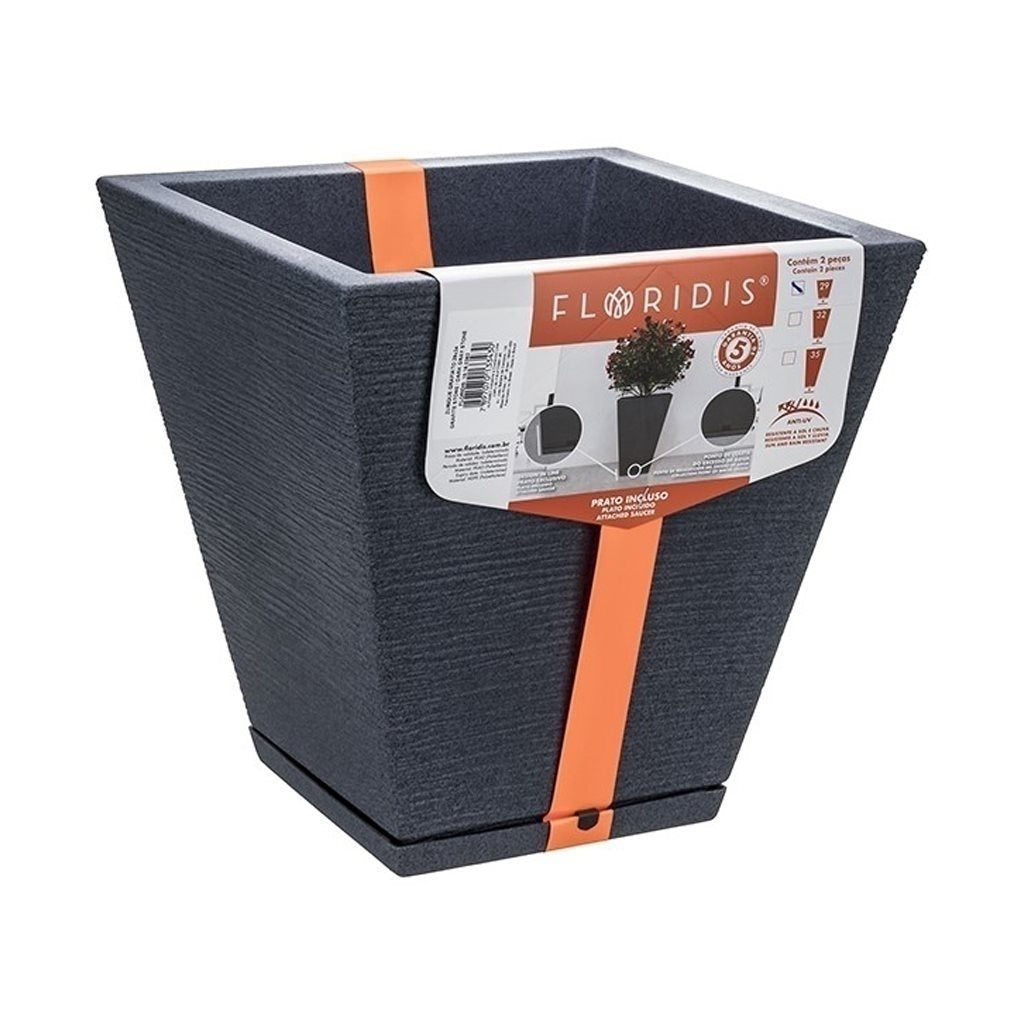 MACETA 29X34CM ZURIQUE GRAPHITO EFEC.PIEDRA GRIS O