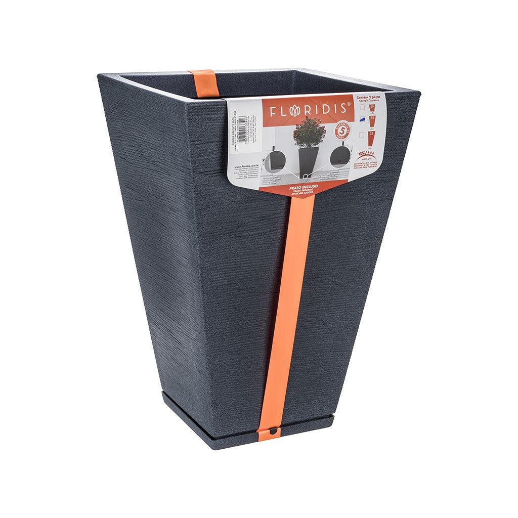 MACETA 32X55CM ZURIQUE GRAPHITO EFEC.PIEDRA GRIS OSCURO