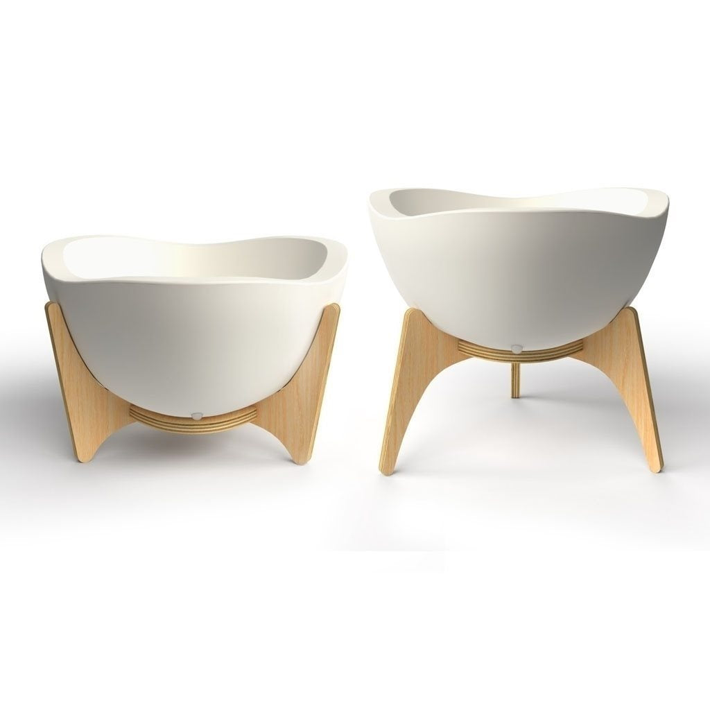 MACETA C/BASE MADERA 38X20CM TRYAS BLANCO