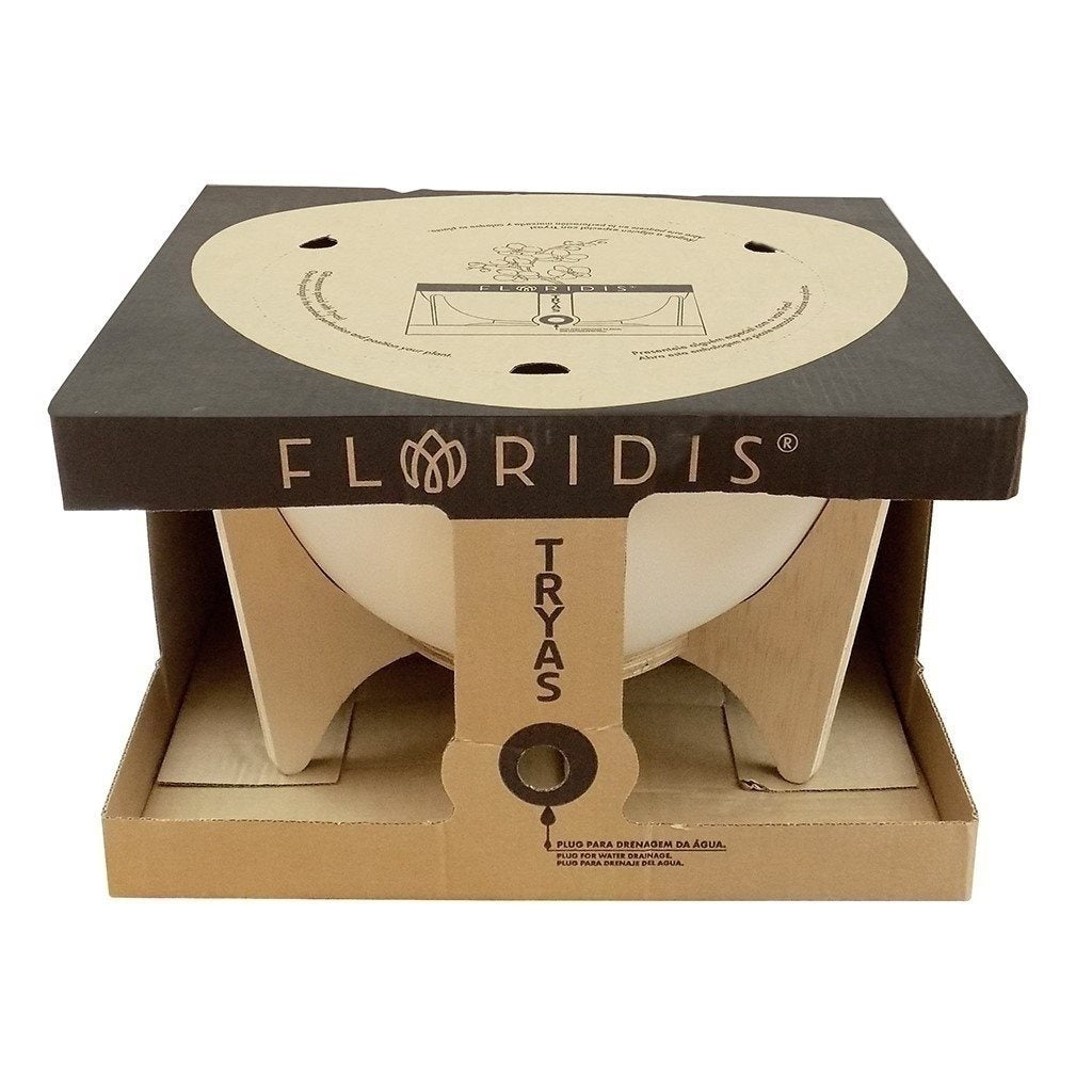 MACETA C/BASE MADERA 38X20CM TRYAS BLANCO