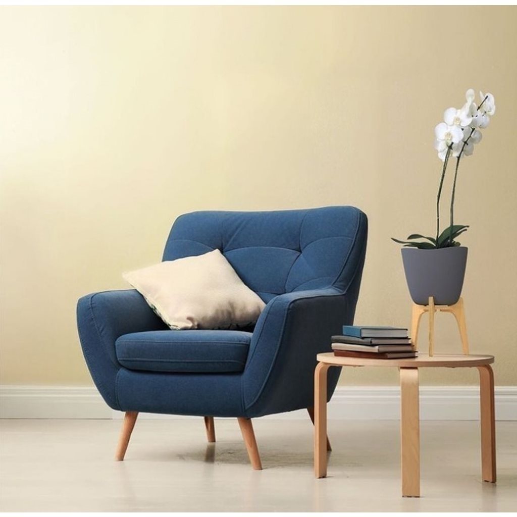 MACETA C/BASE MADERA 38X20CM TRYAS GRIS