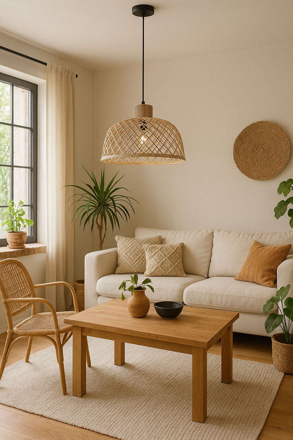 Colgante de Varillas en Madera Tipo Mimbre