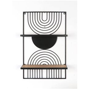 REPISA 2 NIVELES CIRCULOS METAL Y MADERA 40.5X64X3 CM