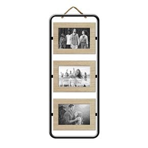 PORTARRETRATOS TRIPLE PARA COLGAR METAL Y MADERA 23X55X1 CM