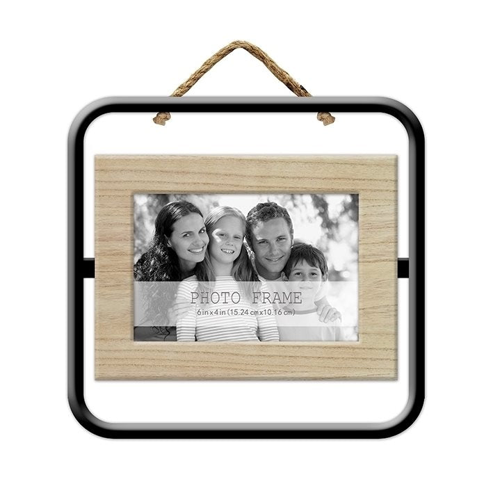 PORTARRETRATOS SIMPLE METAL Y MADERA 23X20X1 CM