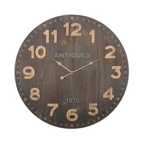 RELOJ DE PARED MDF D60X60X4.5CM MARRON ANTIQUES