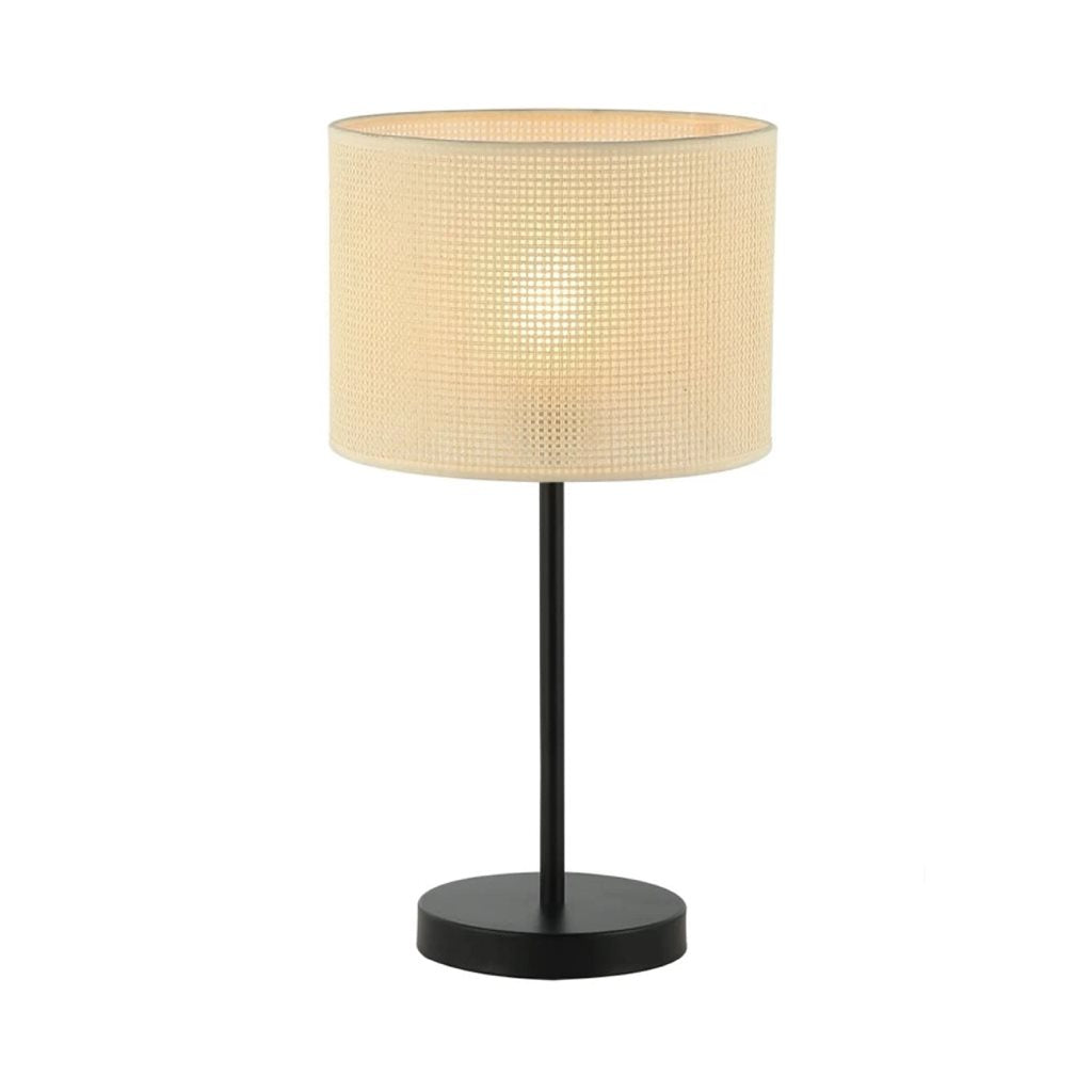 LAMPARA DE MESA D25x45CM TEJIDO/METAL BEIGE/NEGRO