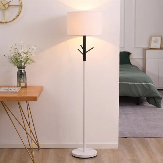 LAMPARA DE PIE D38x160CM TELA/METAL BLANCO CON PERCHERO