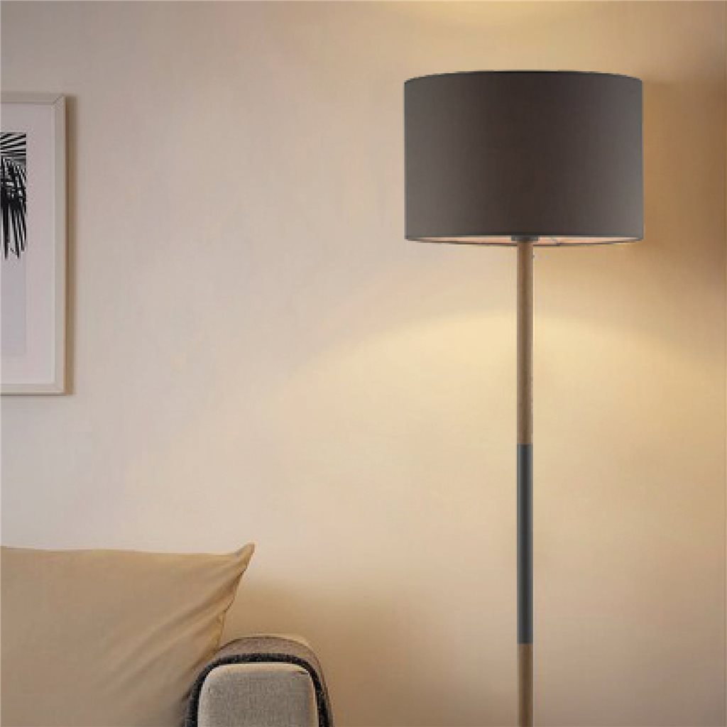 LAMPARA DE PIE D35x160CM TELA/METAL GRIS