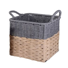 CESTO C/ASAS 31X31X27CM TEJ. CORDON PAPEL NAT/GRIS