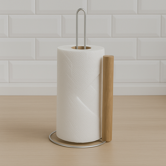 Porta rollo cocina blanco/madera 15x13x29cm