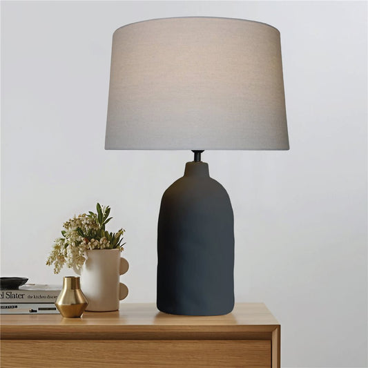 LAMPARA MESA CERAMICA D40x60CM TEXT. BLANCO/NEGRO