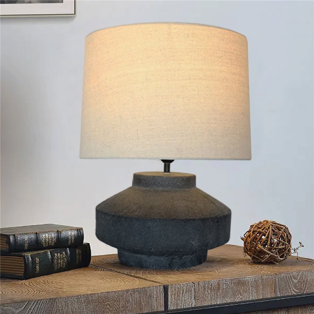 LAMPARA DE MESA TERRACOTA D40x48CM BASE GRIS/BEIGE