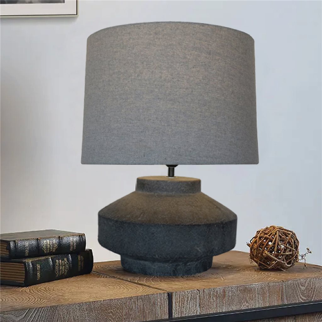 LAMPARA DE MESA TERRACOTA D40x48CM BASE GRIS/GRIS