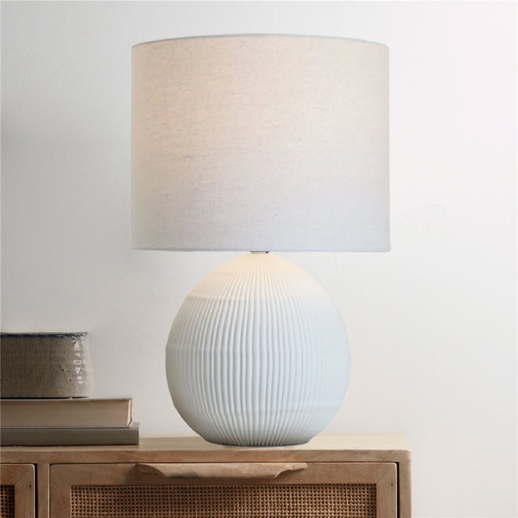LAMPARA DE MESA CERAMICA D34x51CM LINEAS BLANCO