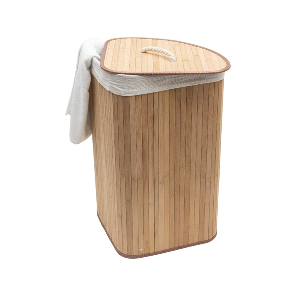 CESTO PLEGABLE ESQUINERO 35X35X60CMS BAMBÚ NAT