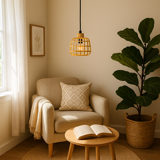 Colgante Acero Negro Varillas Madera