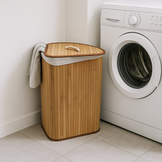 CESTO PLEGABLE ESQUINERO 35X35X60CMS BAMBÚ NAT