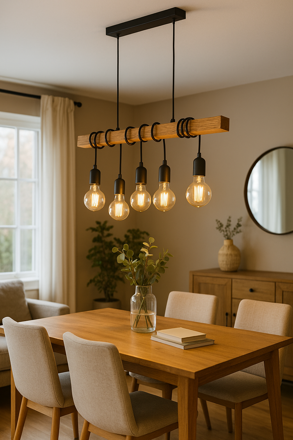 Colgante Madera y Portalámparas Vintage