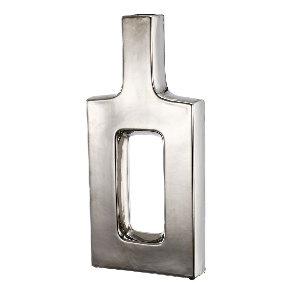 Florero Alto Cuadrado Moderno en Acabado Plata