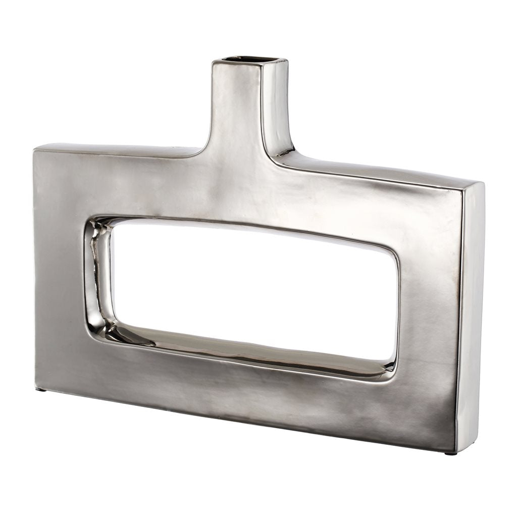 Florero Moderno Cuadrado Bajo en Acabado Plata