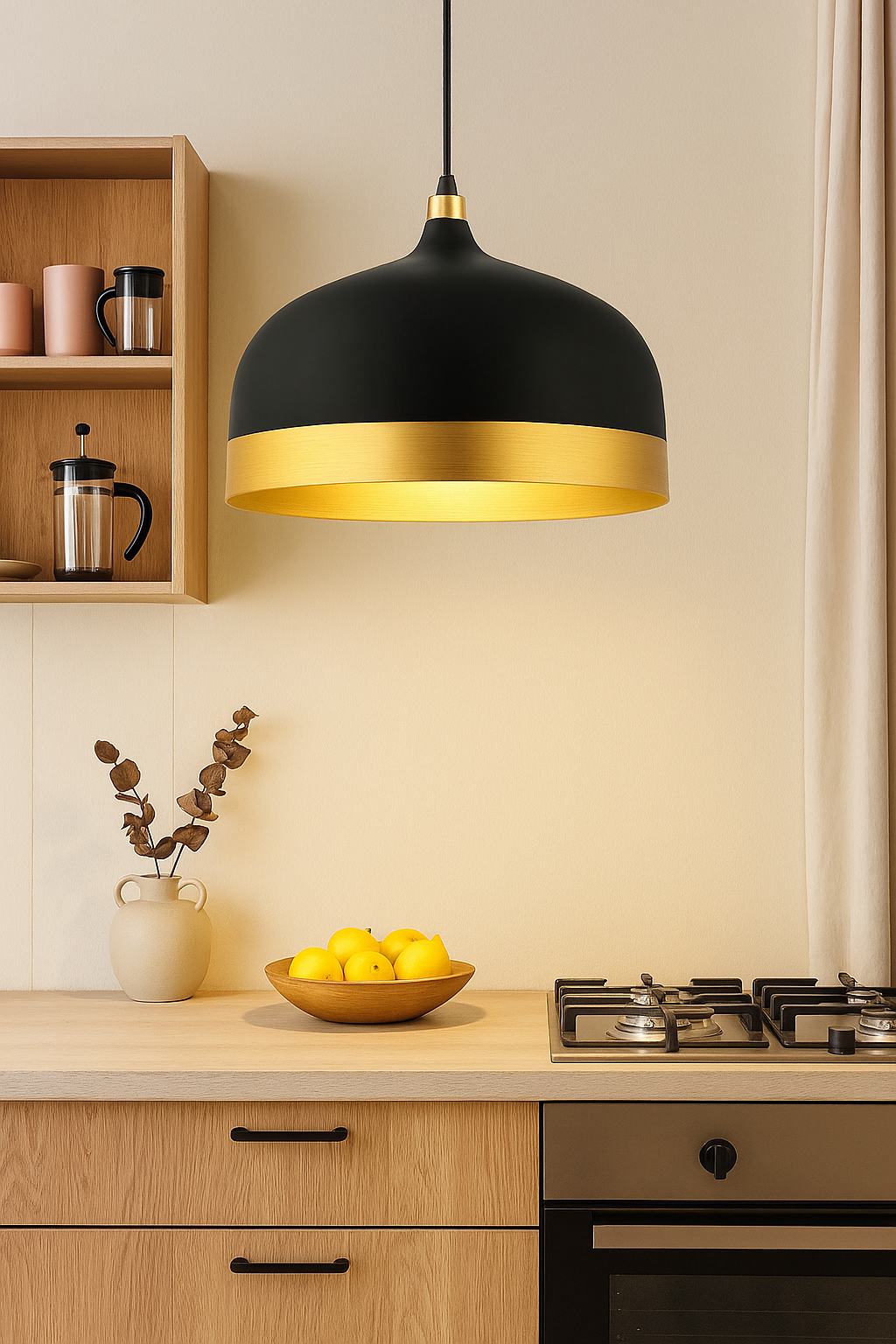 Colgante Campana Metal Negro/Dorado