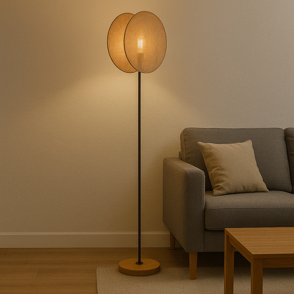 LAMPARA DE PIE 25x31x164CM TELA/MADERA BEIGE