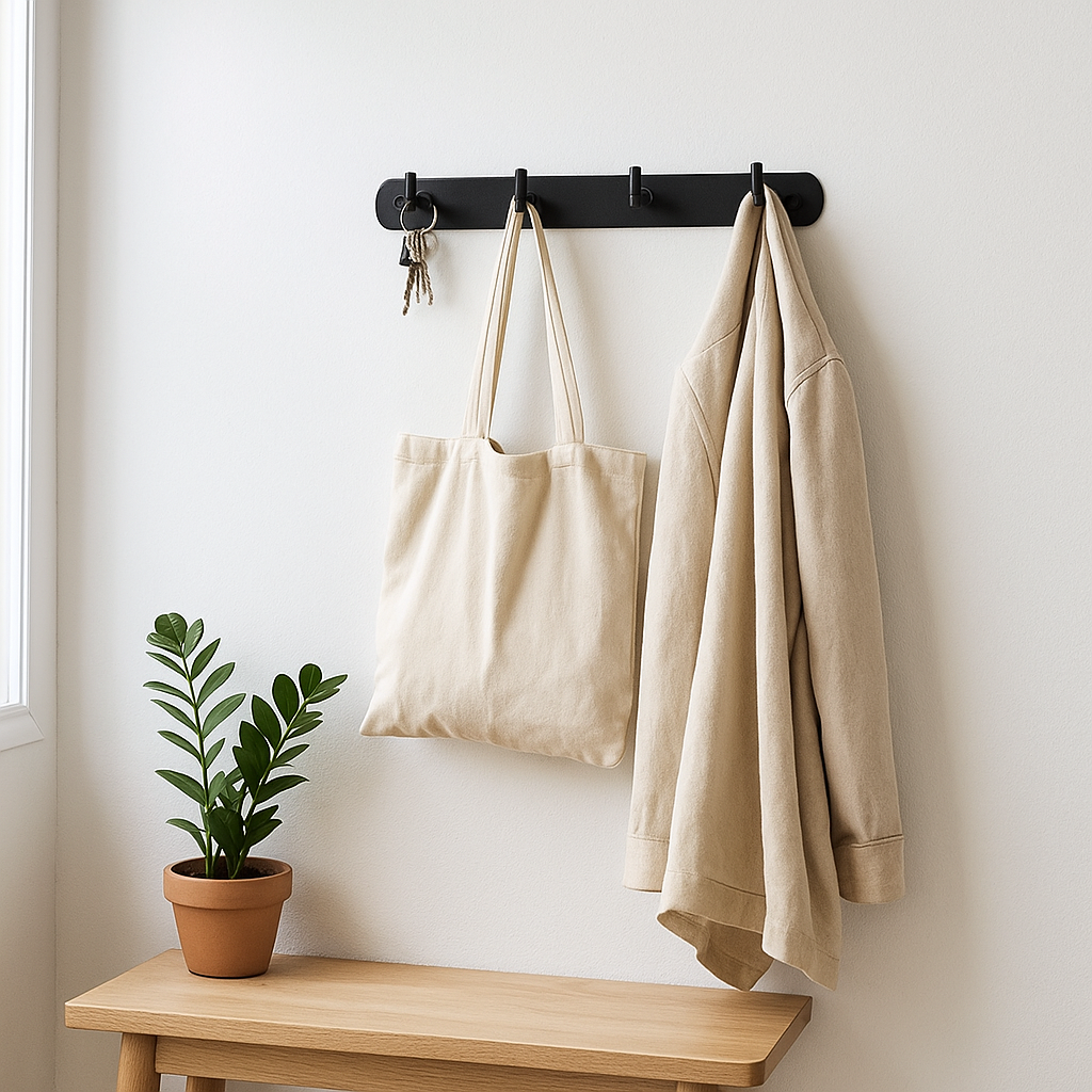 COLGADOR 4 GANCHOS METALICO NEGRO