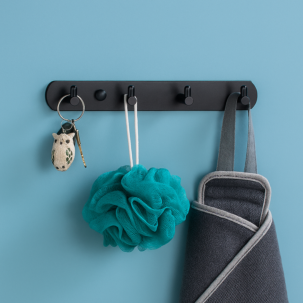 COLGADOR 4 GANCHOS METALICO NEGRO