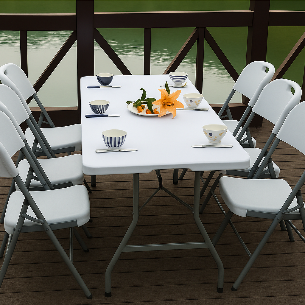 MESA PLEGABLE BLANCA 180X74X74