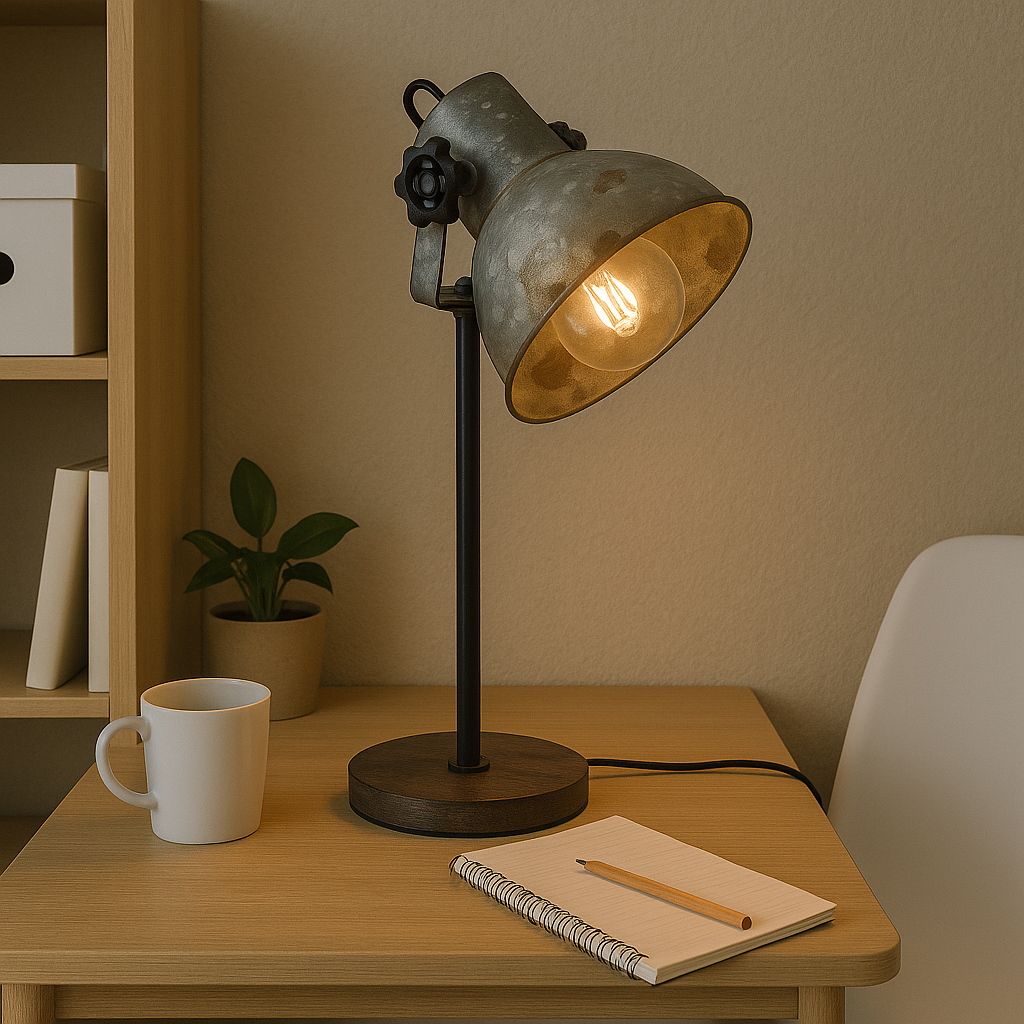 Portátil de Mesa Acero/Madera 1xE27 "Barnstaple"