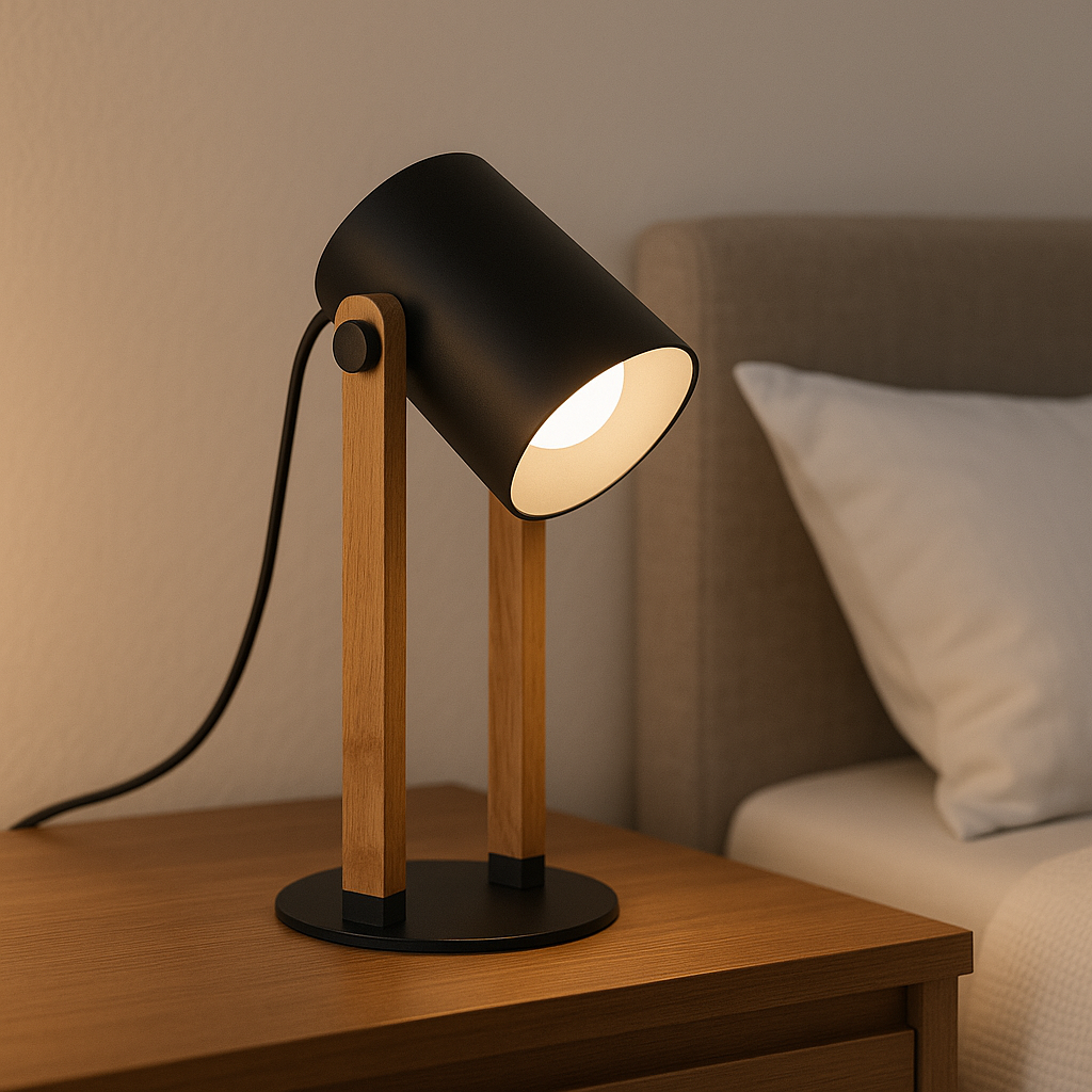 Portátil Mesa Madera/Cilindro Acero 1xE27 "Hornwood"