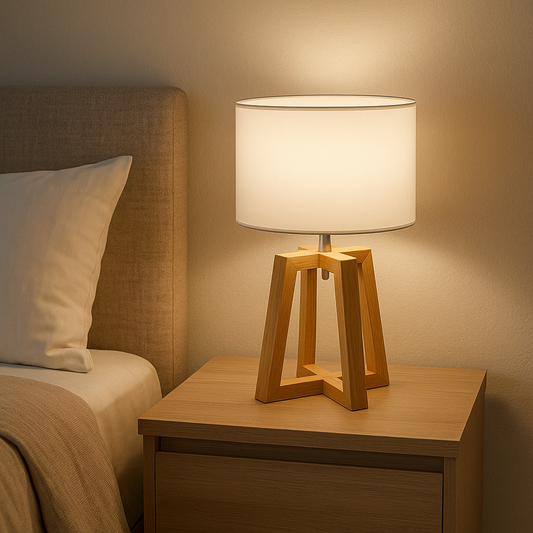 Portátil Mesa Blanca Base en Madera