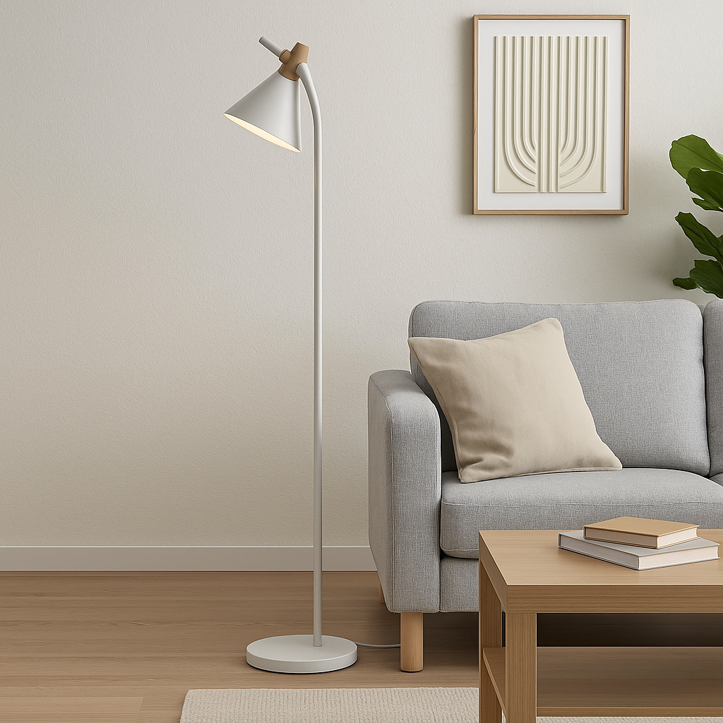 Portátil de Pie Metal Blanco Mate 1xE27 Altura 146cm