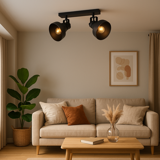 Spot Pared/Techo Base Rectangular Acero Negro