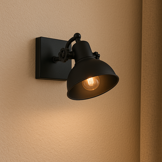 Spot Pared/Techo Base Cuadrada Acero Negro