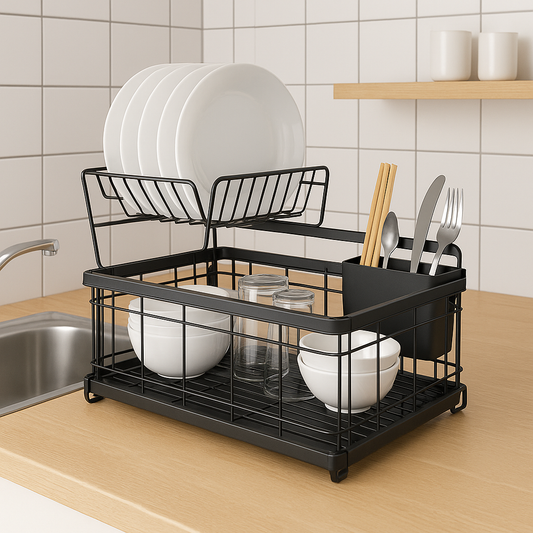 Escurridor doble acero negro 42x31x22cm